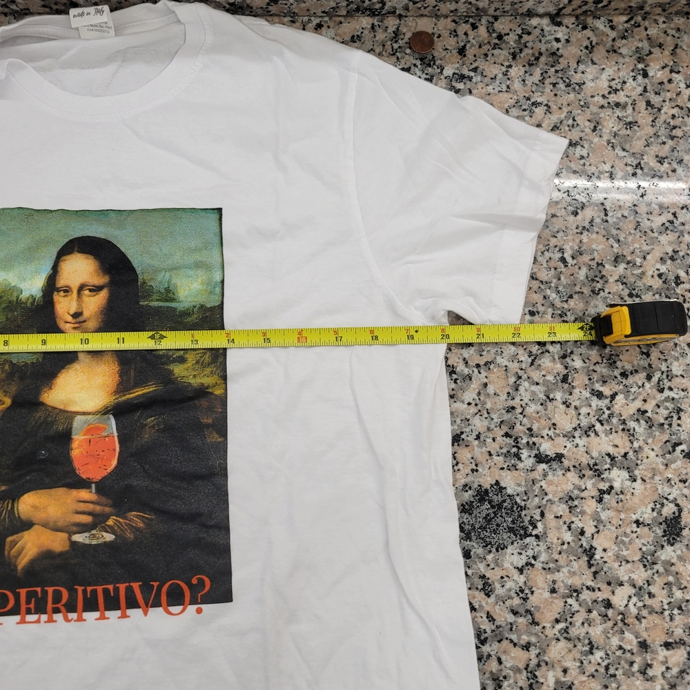 White Graphic T-Shirt with Mona Lisa Print - Picture 5 of 7